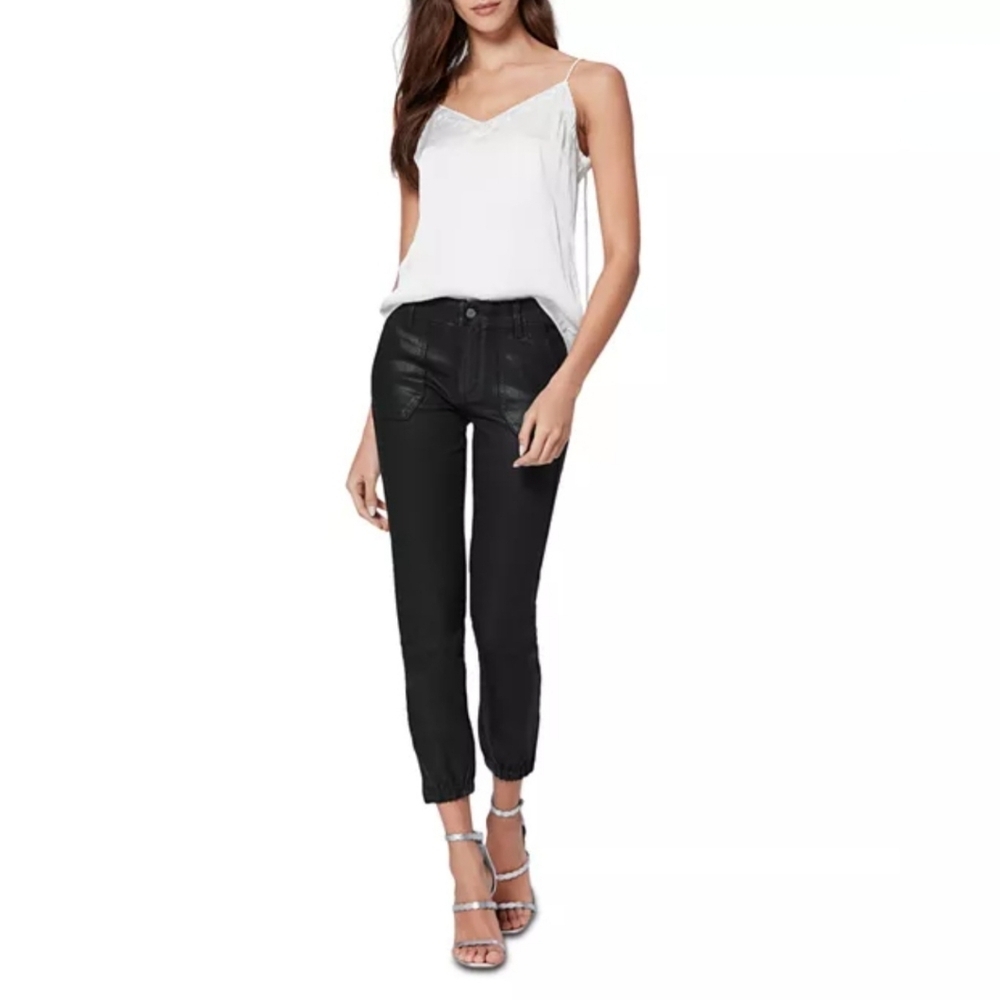 Paige Mayslie Black Coated Stretch-denim Trousers Size 28 - Picture 16 of 16